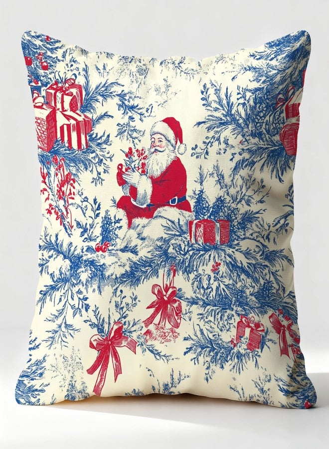 Exqcom Chinoiserie Santa Christmas Throw Pillow Covers 18x18 inch, Chinoiserie Christmas Santa Claus Pillow Case Decor Decorations - Image 1